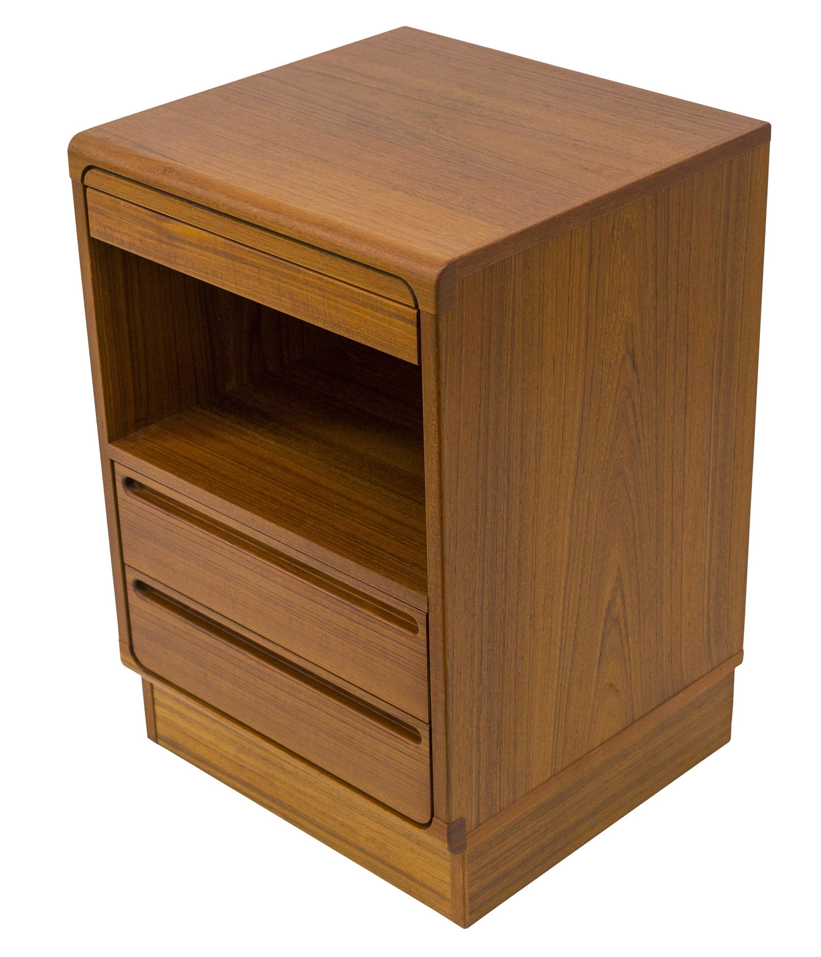 Poul Hundevad Nightstand: Nightstand, Jesper, Denmark, 1970's. Teak. Three drawer with sliding drink tray. 19.5w x 18.5d x 28.5h