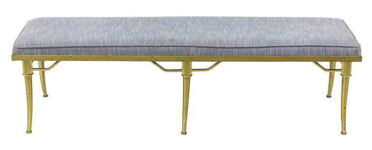 William "Billy" Haines Klismos Bench: Klismos bench, Billy Haines Interiors, USA, 1960's. Brass and upholstery. 60w x 19d x 18h