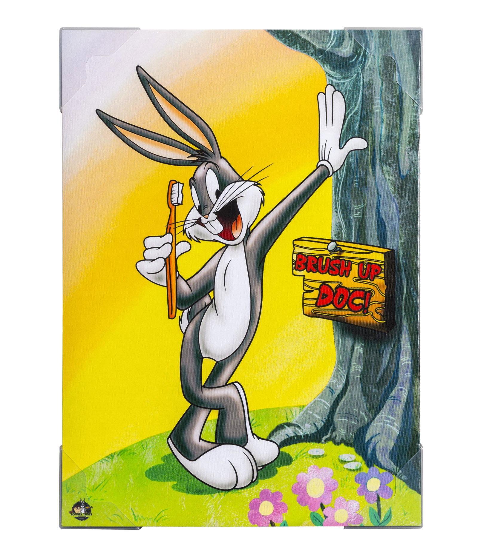 Brush Up Doc Canvas: Warner Bros. Bugs Bunny Dental themed canvas entitled "Brush Up Doc." This canvas is presented gallery wrapped 18x24. Classic Moments COA