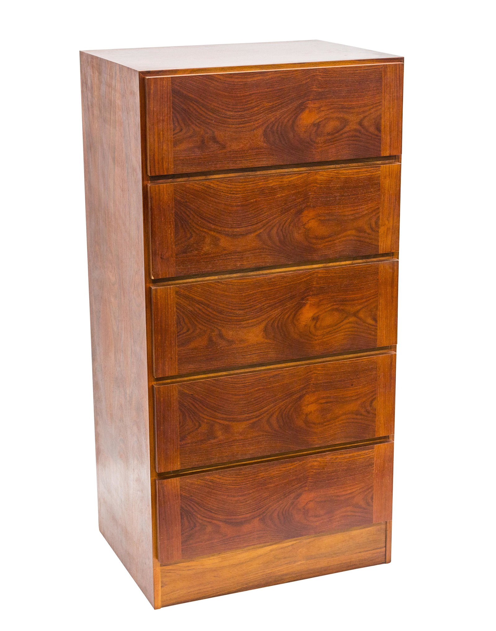 Arne Wahl Iversen Chest: Lingerie chest, Denmark, 1960. Rosewood five drawer chest. Stamped to verso. 23w x 17 3/4d x 46h.