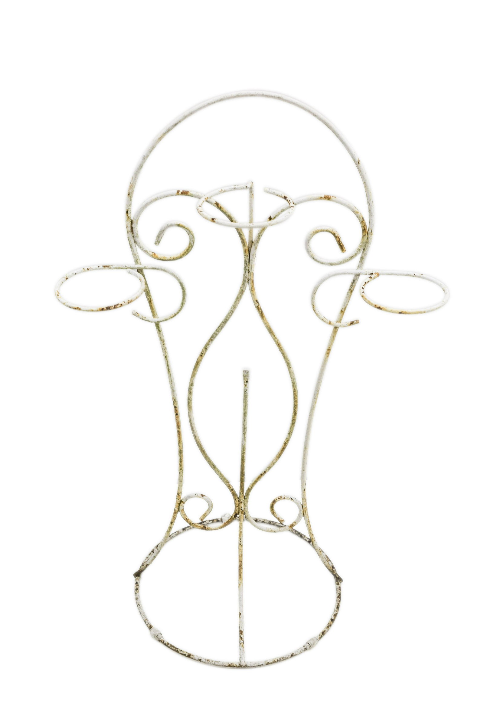 MCM Triple Wrought Iron Plant Stand: Plant stand, USA, 1950. Enameled wrought iron. 23 1/2w x 15 1/d x 38h.