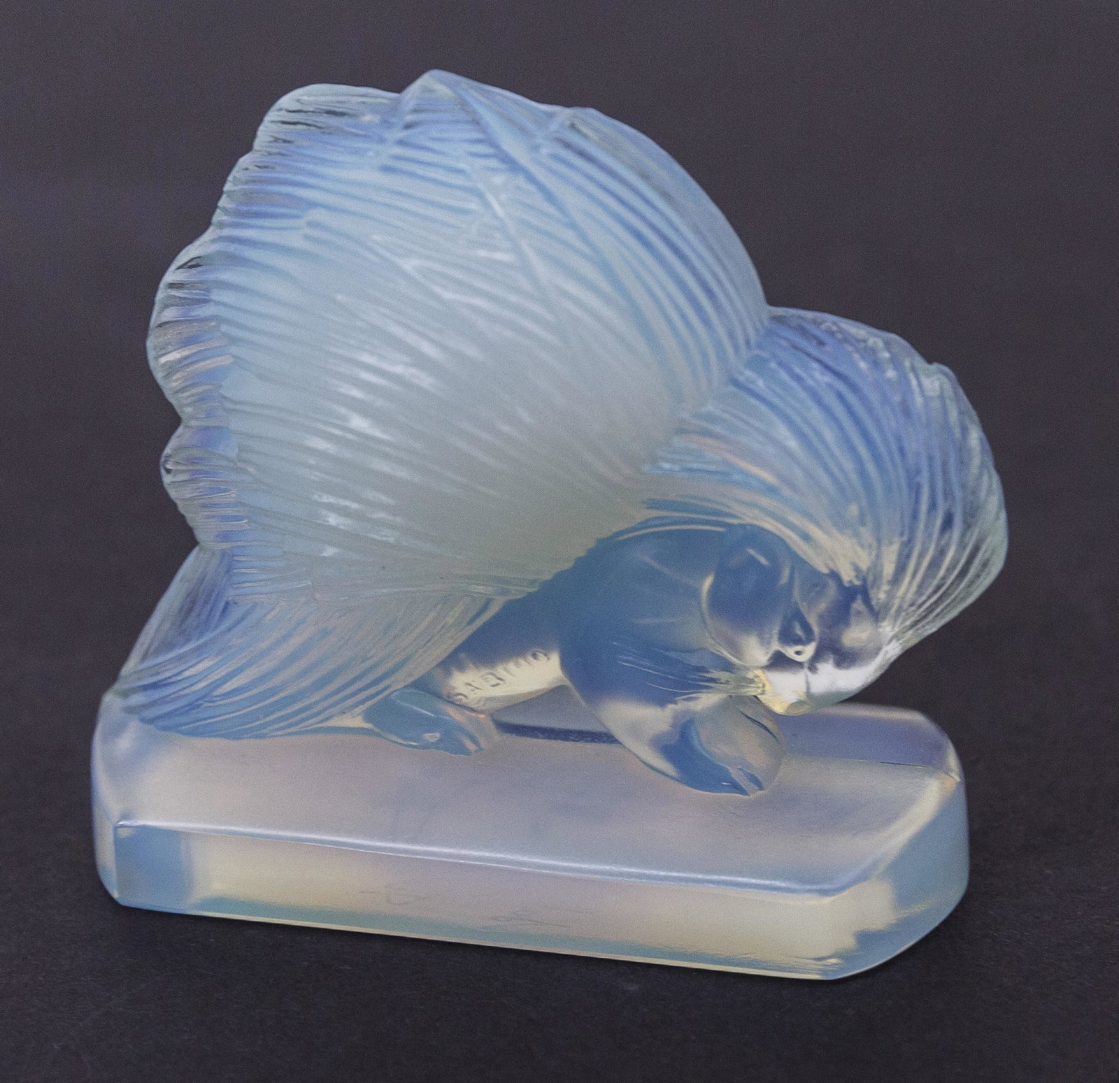 Sabino Porcupine "Pork Epic" Paperweight: Opalescent art glass porcupine paperweight. Sabino glass, France, 1948. Incised signature to underside Sabino France. 3.5w x 1.5d x 3h