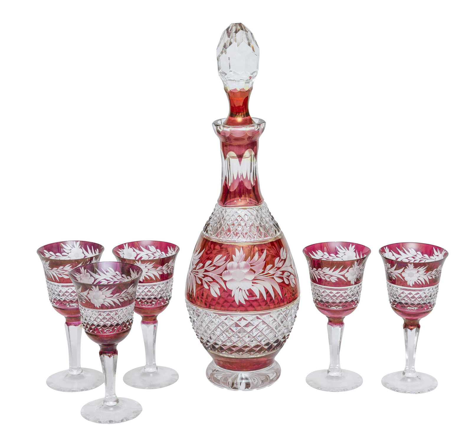 Cranberry Clear to Cut Cordial Set (1 of 6)