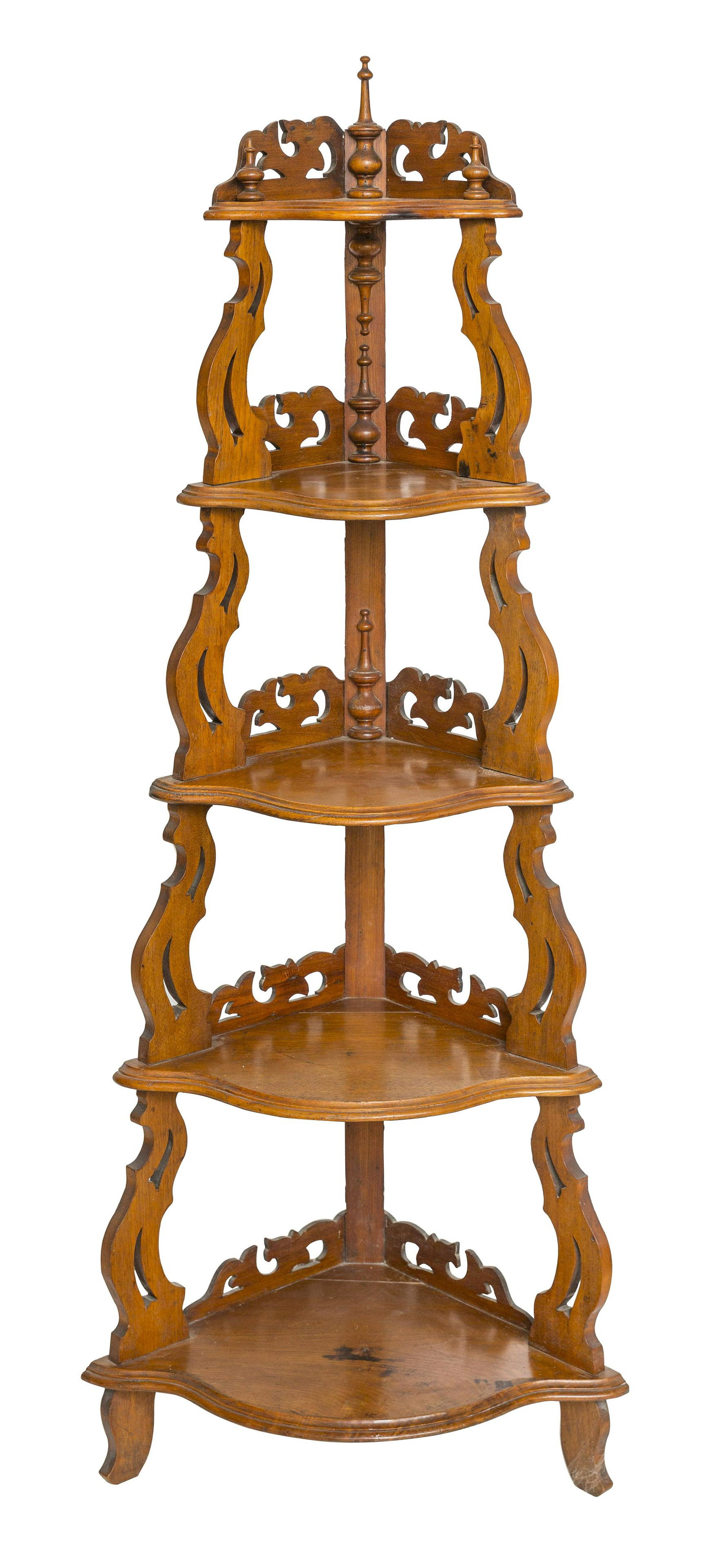 Walnut Victorian Corner What Not Shelf (1 of 10)