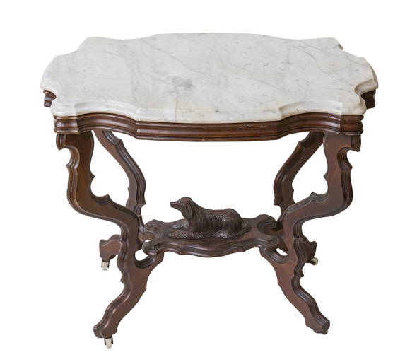 Rosewood Victorian Marble Top Dog Table