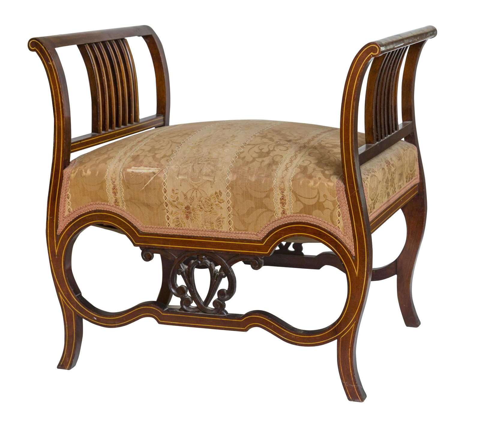 Inlaid Mahogany Vanity Bench (1 of 11)