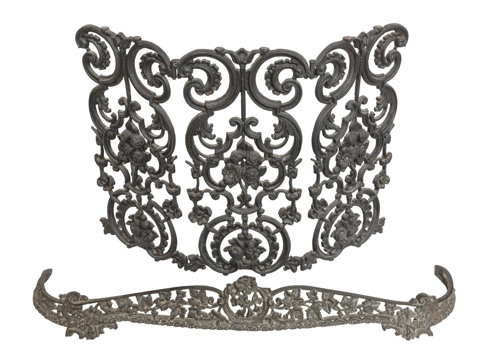 Green Floral Iron Fire Screen & Fender (1 of 9)