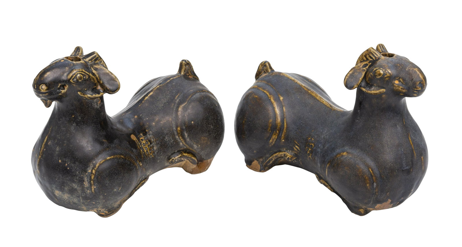 Chinese Reclining Stoneware Goats (1 of 8)