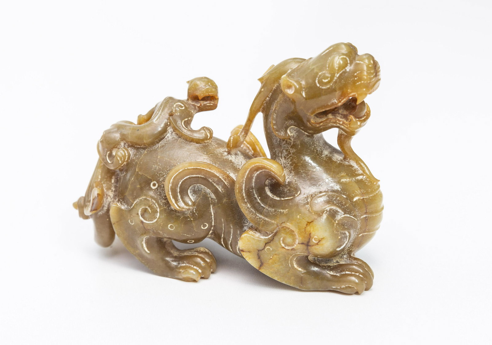 Old Chinese White Celadon Jade Carved Foo Lion (1 of 6)