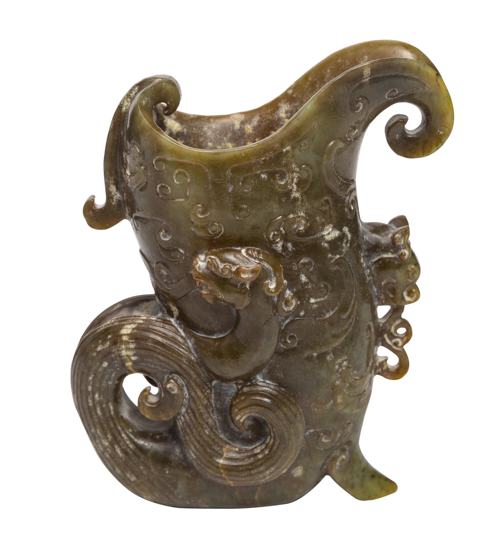 Signed Chinese Carved Jade Drinking Cup (1 of 6)