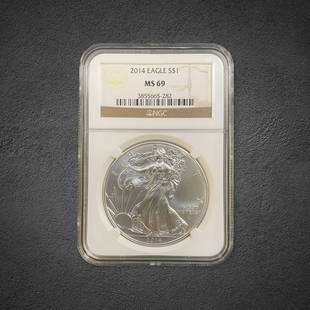 2014 Silver Eagle $1 Coin: 2014 $1 Silver Eagle coin. Graded MS 69 by NGC.