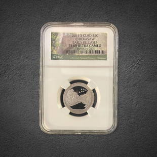 2011-S Chickasaw Quarter Proof Coin: 2011-S Chickasaw early release quarter proof coin. Graded PF 69 Ultra Cameo.