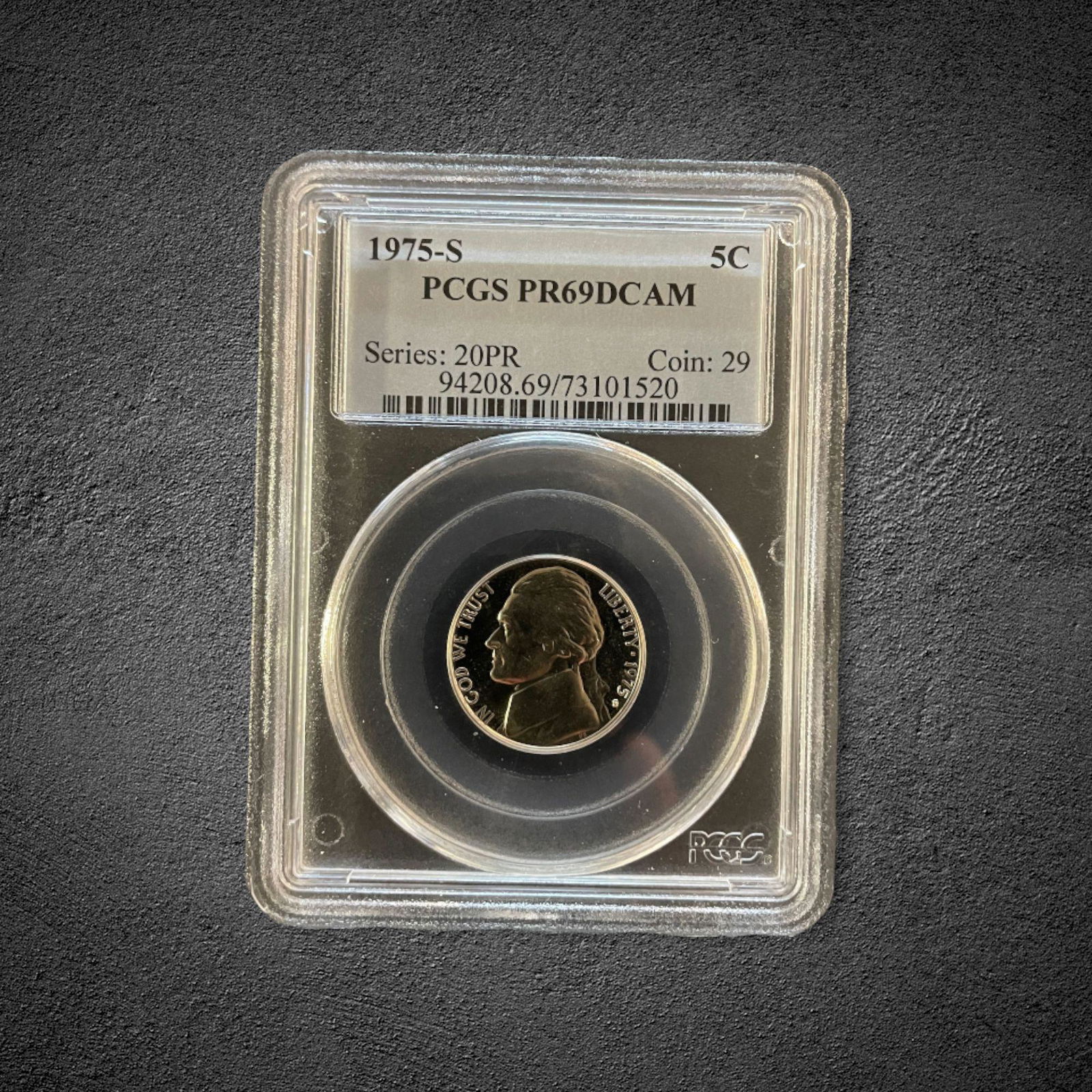 1975-S Jefferson Nickel Proof Coin (1 of 2)