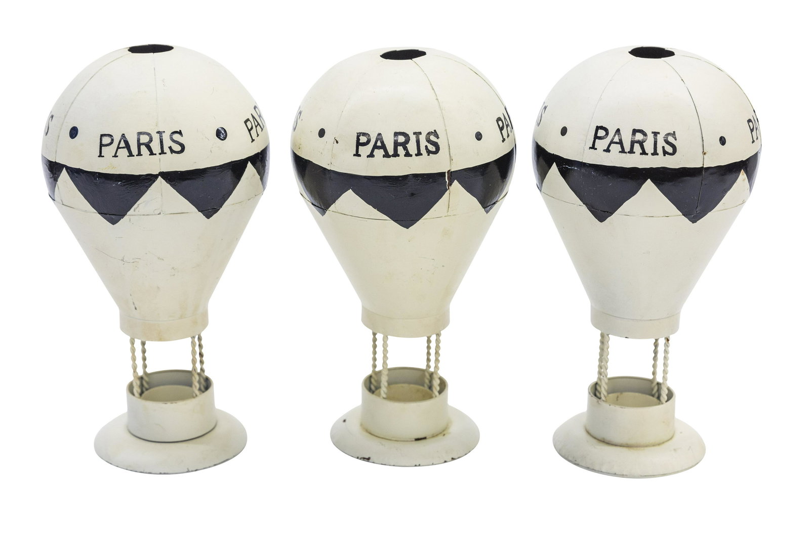Tole Decorated Hot Air Balloons: Set of three hot air balloons circa 1970s. 5.5W x 10.5H