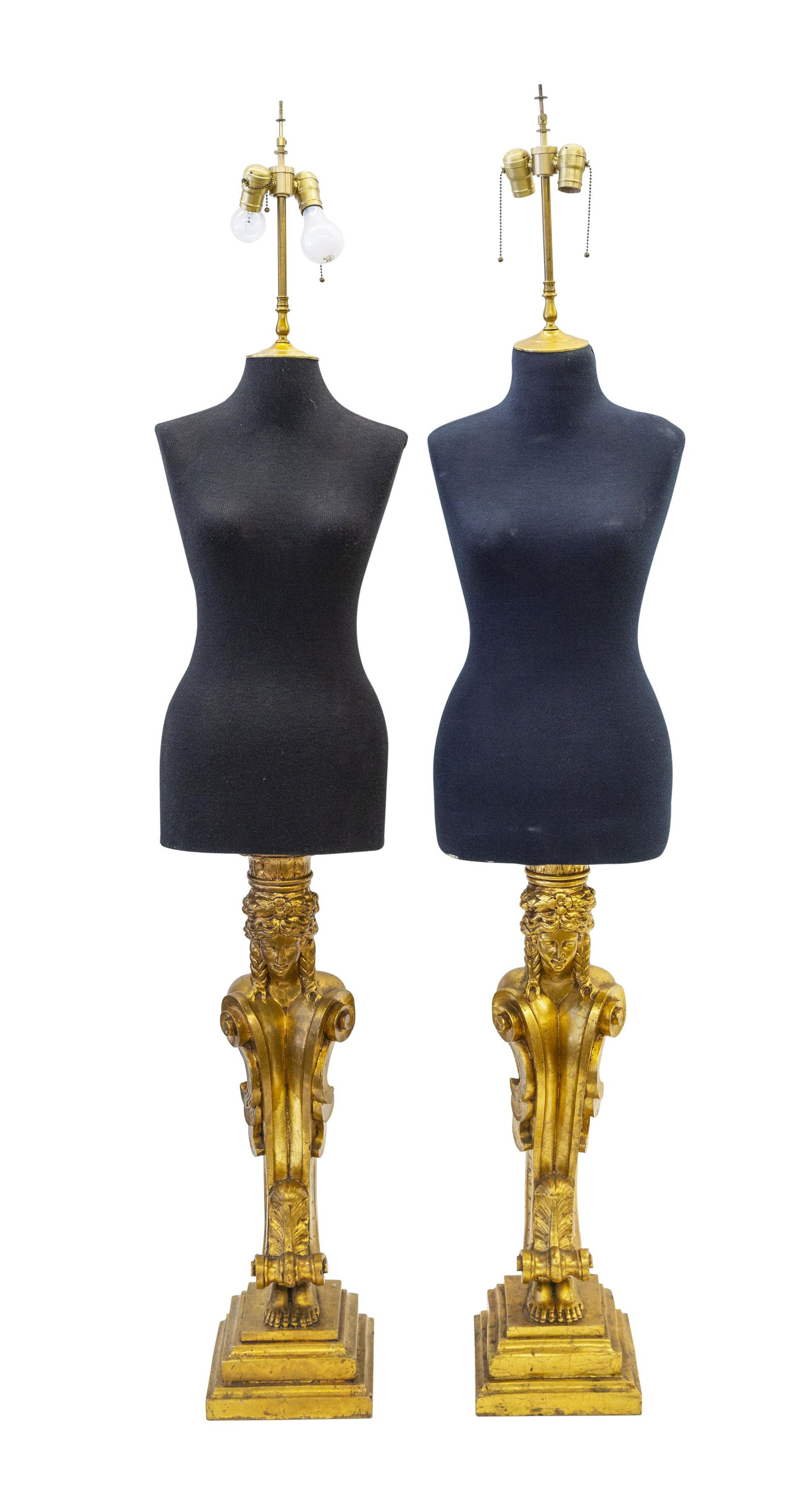 Neoclassical Gilded Lady Mannequin Lamps (1 of 7)