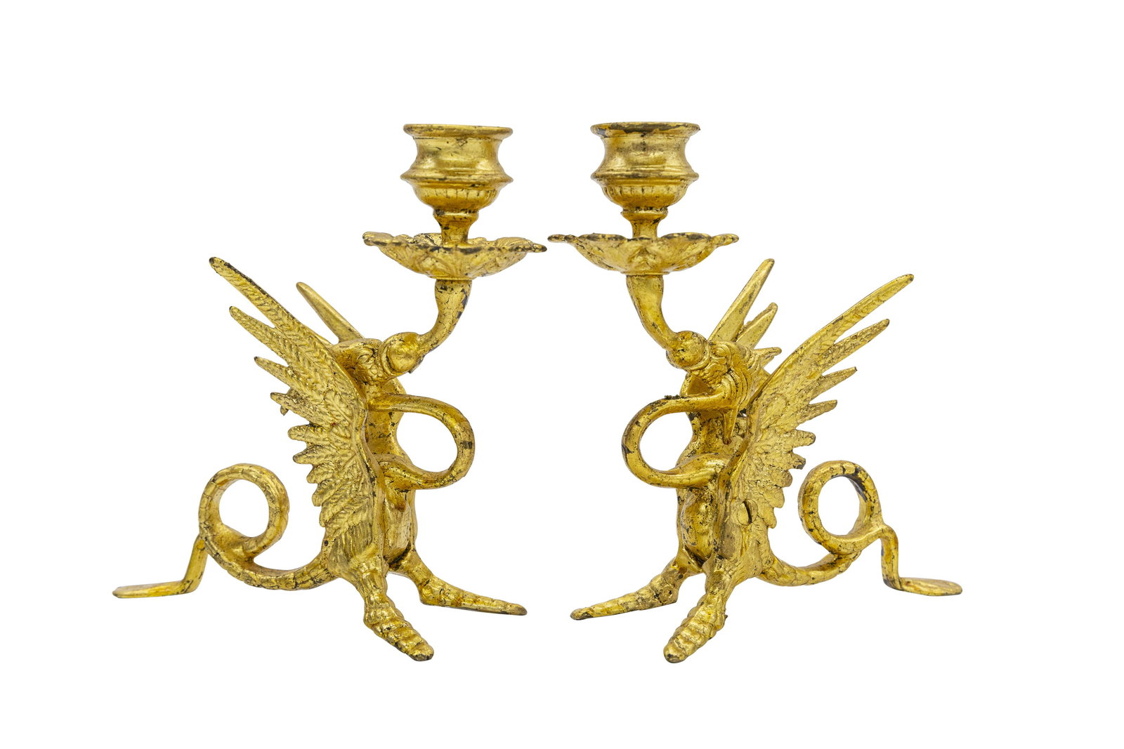 Gilded Bronze Winged Griffin Candlesticks (1 of 6)