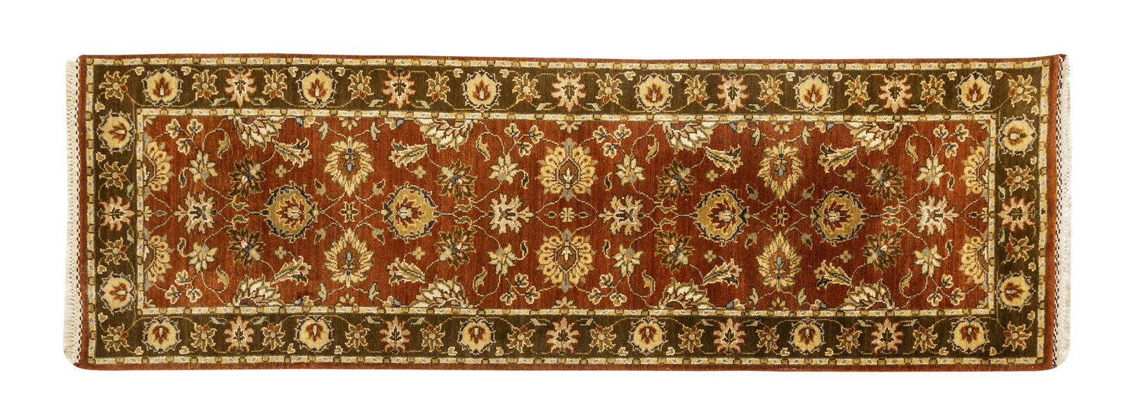 The Rug Gallery Runner: All over garden design over a rust field with duck border