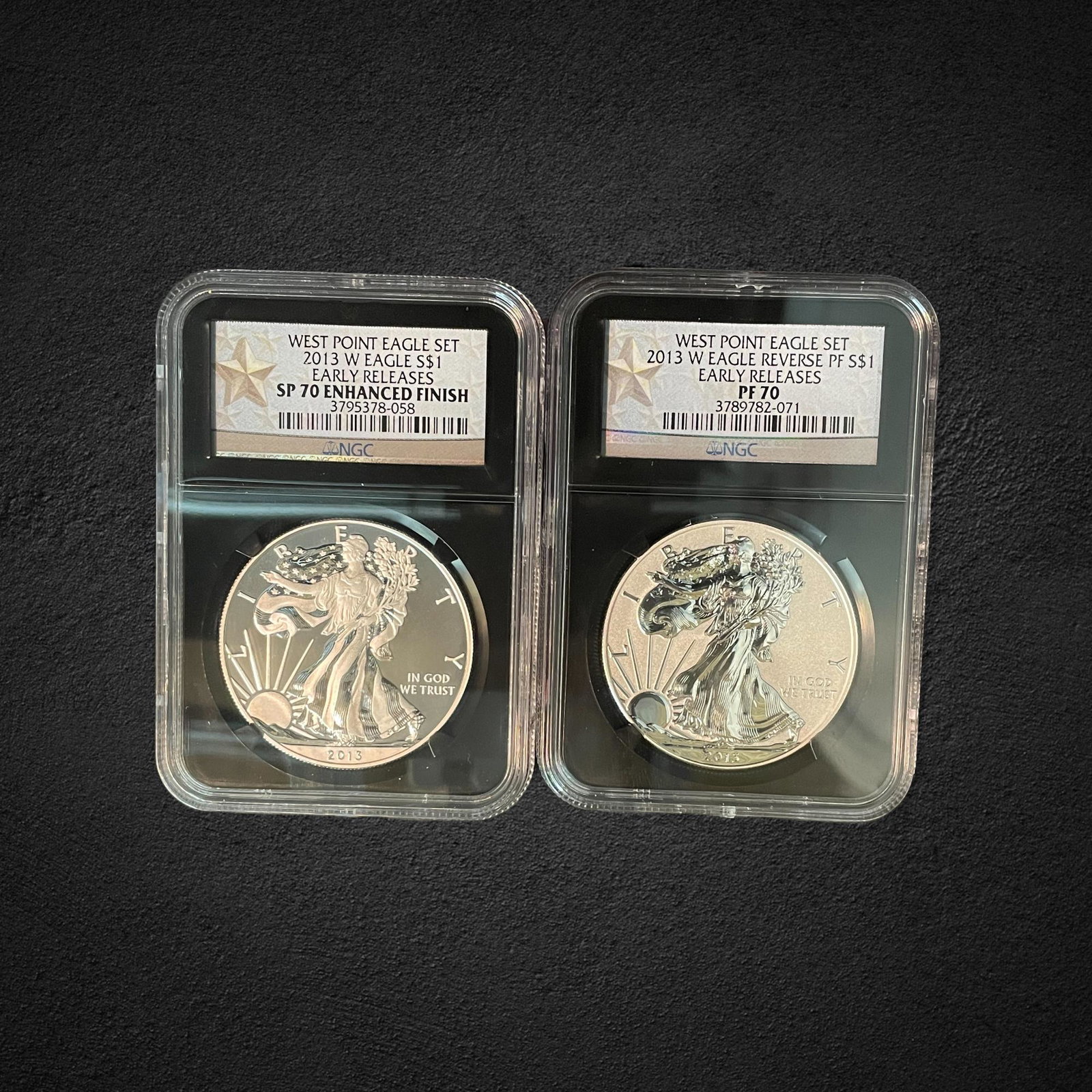 2013-W $1 Silver Eagle Early Release Coins Black Slab (1 of 2)