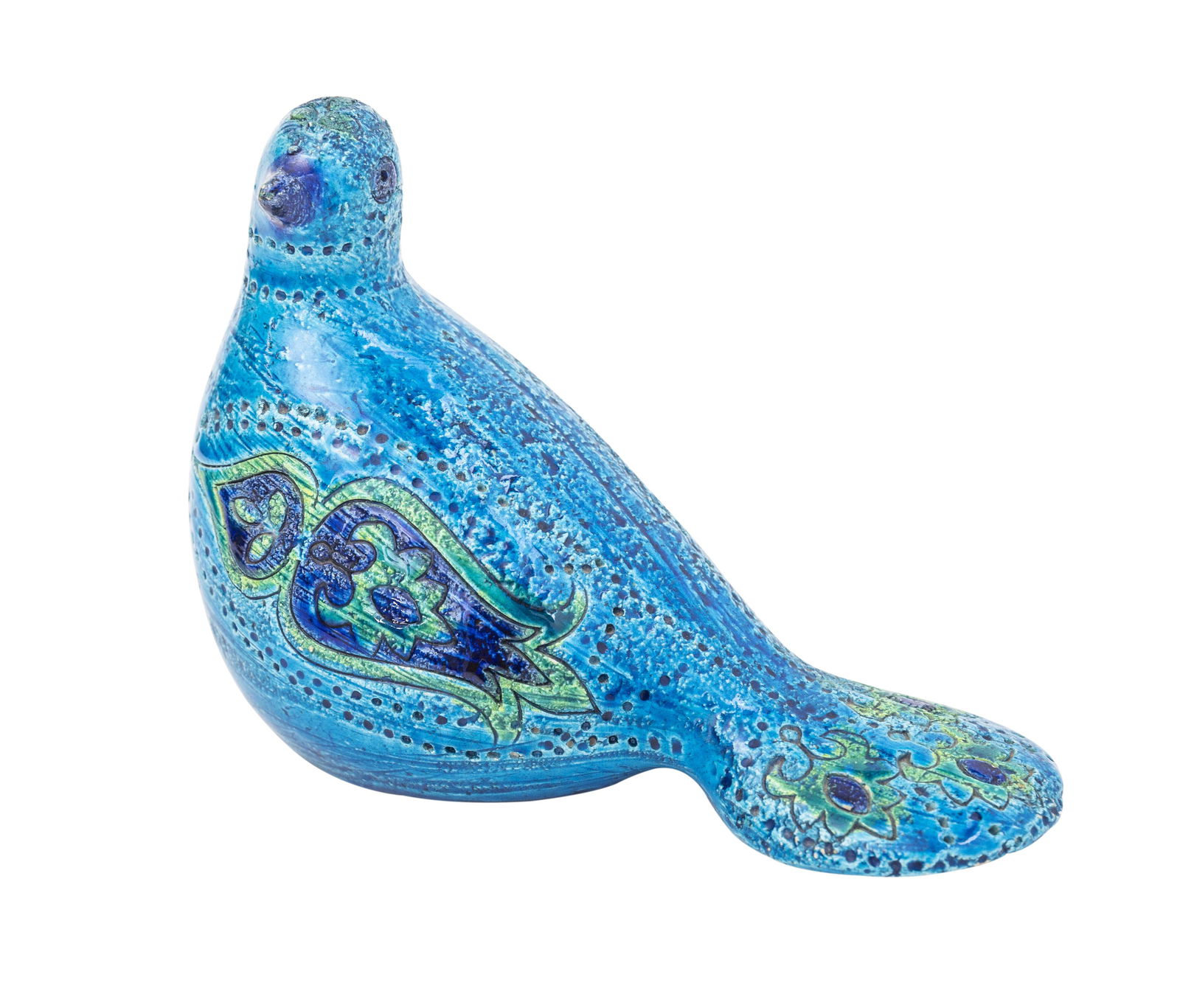 Aldo Londi Bitossi Rimini Blu Dove: Dove figurine, Bitossi for Rosenthal Netter, Italy, circa 1960. Glazed ceramic. 7w x 3.5d x 5.5h