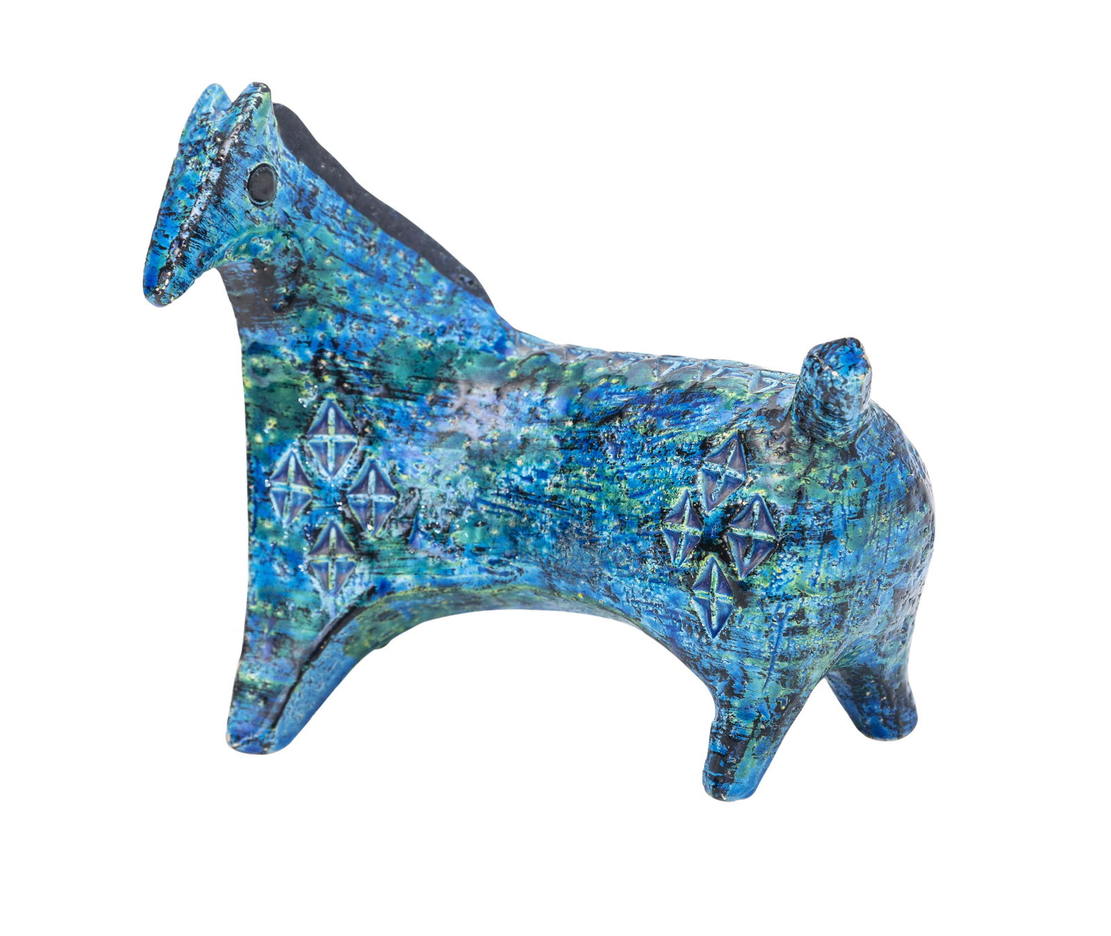 Aldo Londi Bitossi Rimini Blu Horse: Bitossi for Rosenthal Netter, Italy, circa 1960. Glazed ceramic 6.25w x 3.5d x 6h
