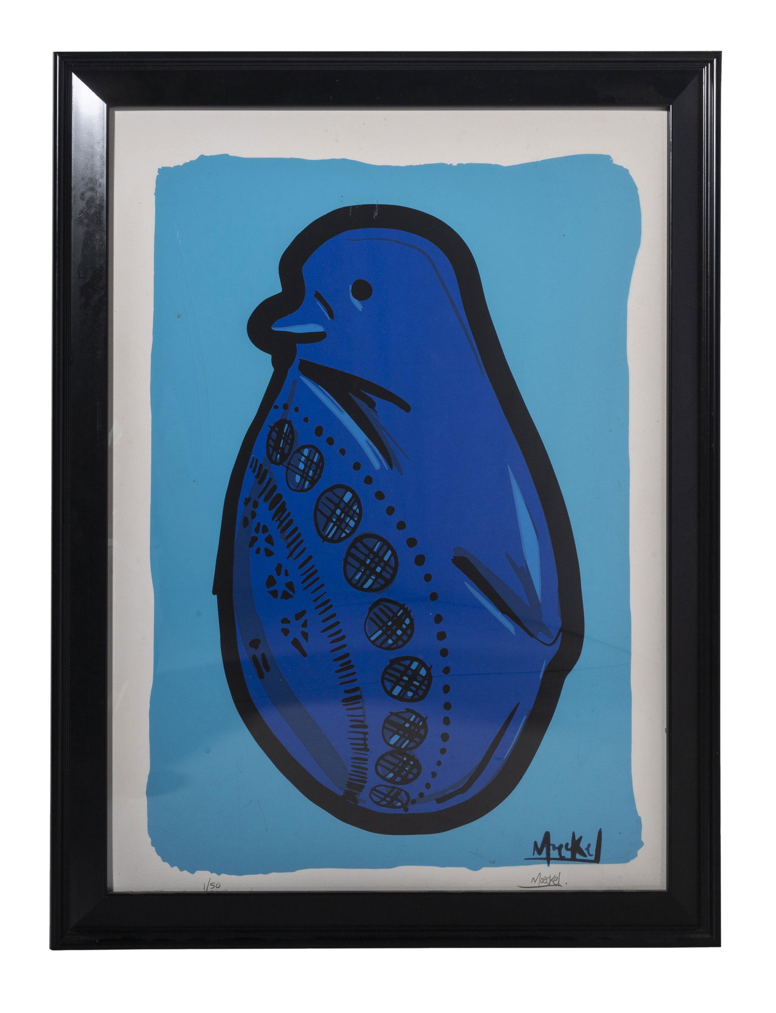 Christian "Sez" Moeckel (B 1976-) Bitossi Screen Print: Hand pulled screen print on paper, (Bitossi Penguin), pencil signed lower right, #1/50, These lithographs are sold all over the world and Christian Moeckel. Sheet size-24 x 18, Frame-27.25 x 21