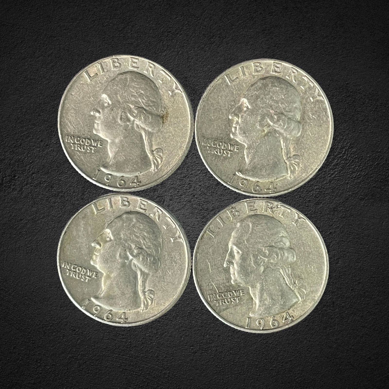 1964-D Washington Silver Quarter Dollar Coins (1 of 2)
