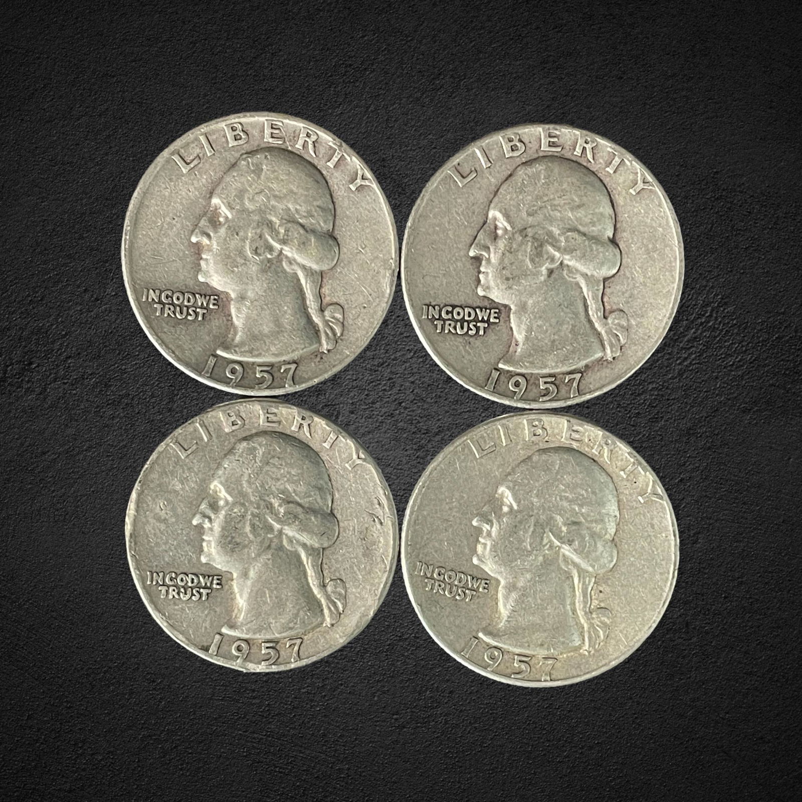 1957 Washington Silver Quarter Dollar Coins. (1 of 2)