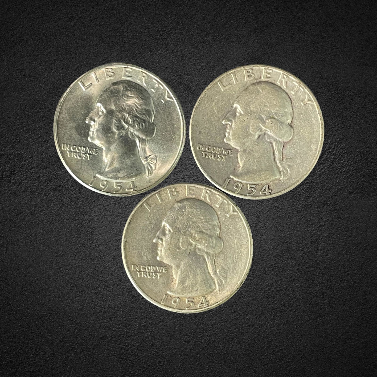 1954-S Washington Silver Quarter Dollar Coins. (1 of 2)