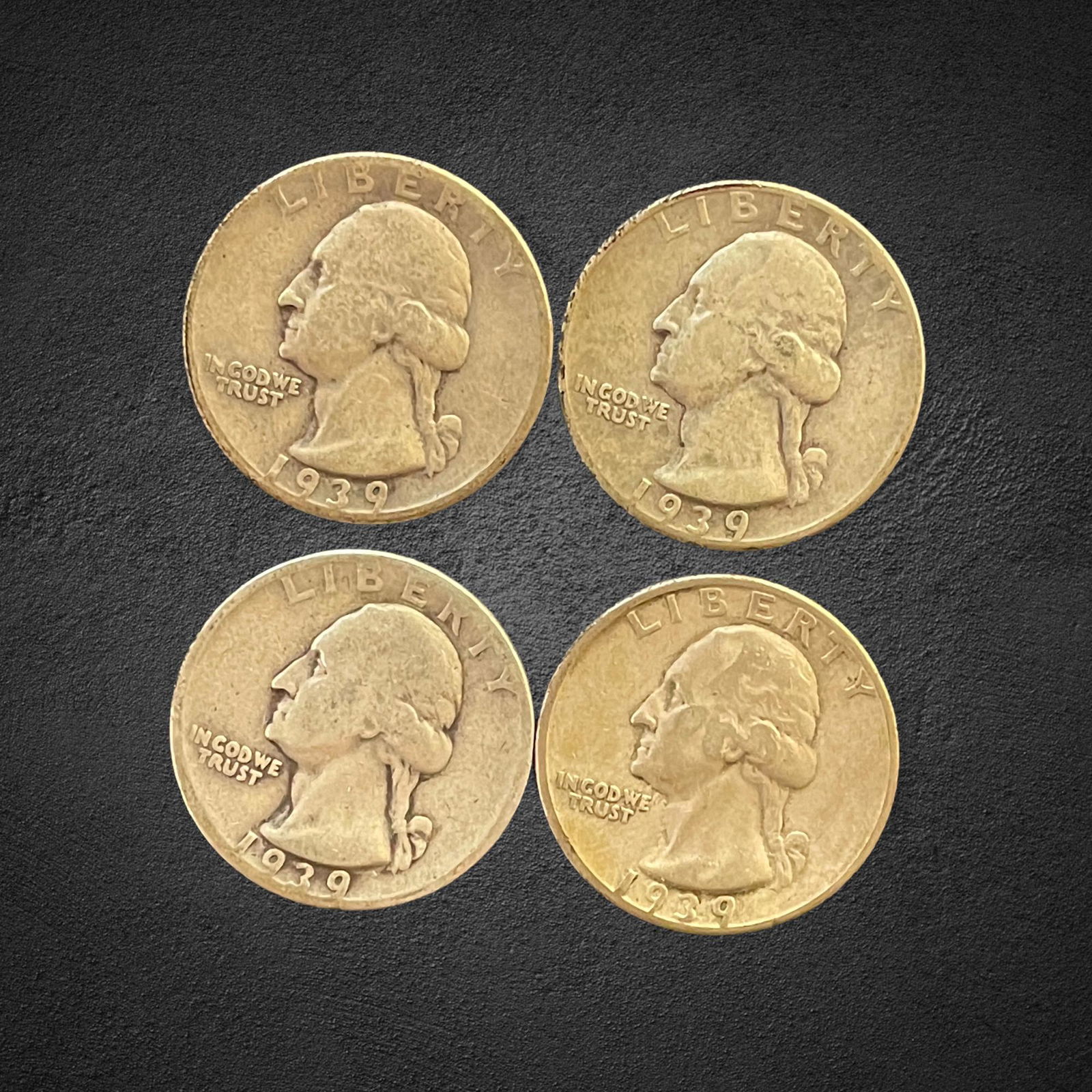 1939 Washington Silver Quarter Dollar Coins (1 of 2)