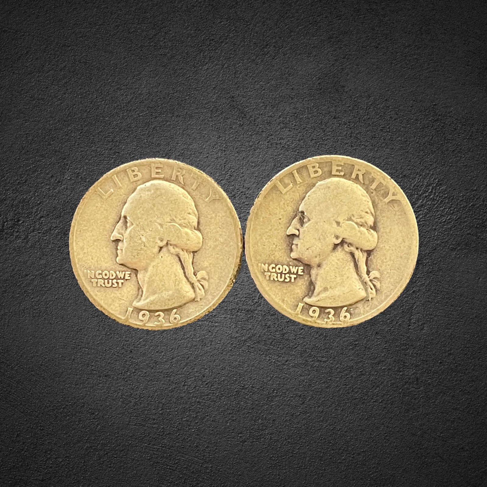 1936 Washington Silver Quarter Dollar Coins (1 of 2)