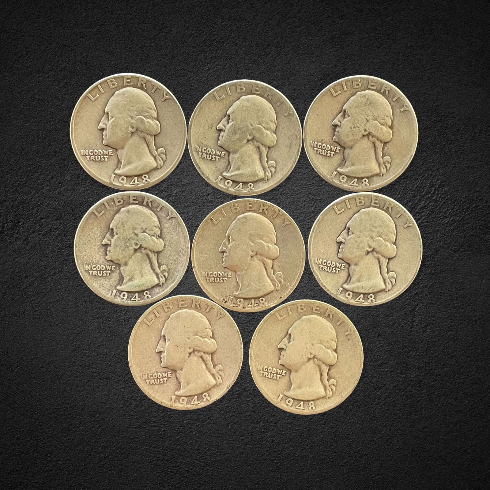 1948 Washington Silver Quarter Dollar Coins (1 of 2)