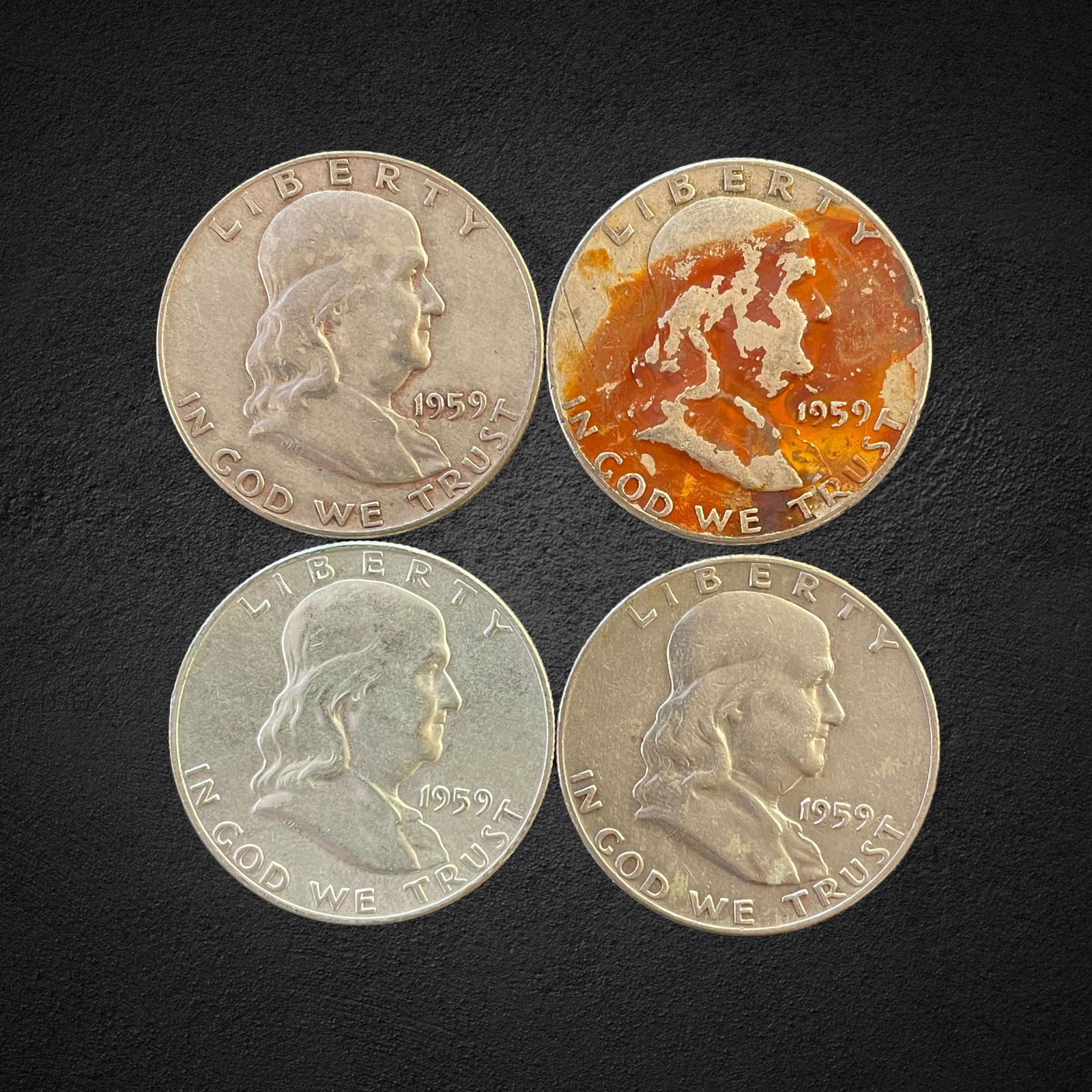 1959 Franklin Half Dollar Silver Coins (1 of 2)