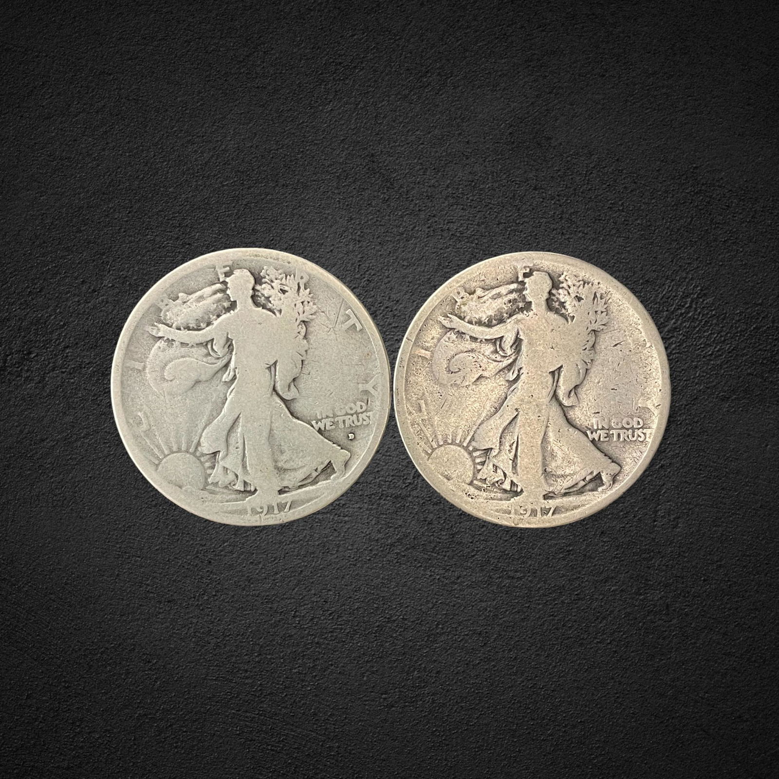 1917 Walking Liberty Half Dollar Silver Coins (1 of 2)