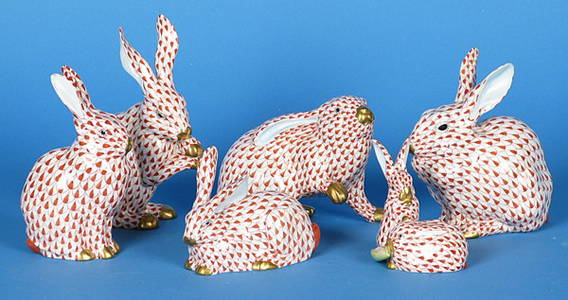 12: Six Herend Bunnies