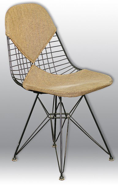 Eames Bikini Pad Chair: Eifel Tower base, original Alexander Girard fabric, original snap feet and label Artist: Eames/Herman Miller Size: 32 x 18.75 x 21