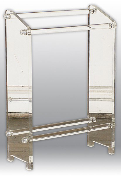 Charles Hollis Jones (Attribution)Towel Rack: Cut out base, rods on base for support, two for hanging, acrylic Artist: Attributed to Charles Hollis Jones Size: 36H x 10D x 26.5W