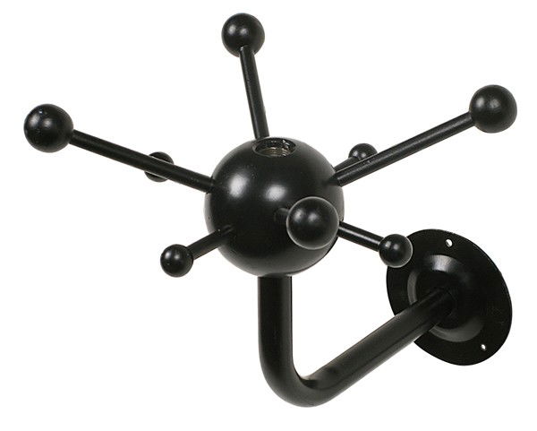 Osvaldo Bersani (Attribution) Coat Rack: Enameled metal, wall mount, different size rods and spheres Artist: Attributed to Osvaldo Borsani Size: 14"