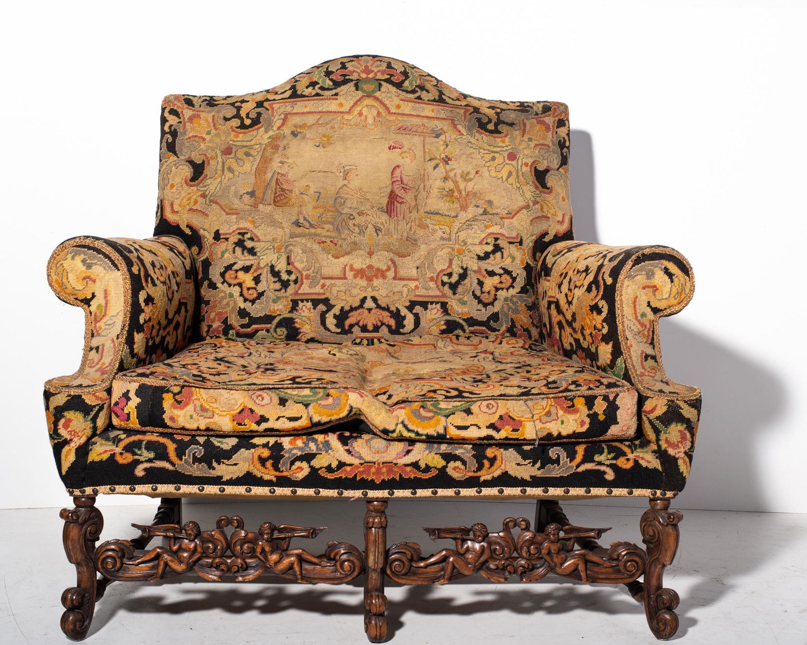 19th Century French Baroque Needlepoint Settee (1 of 7)