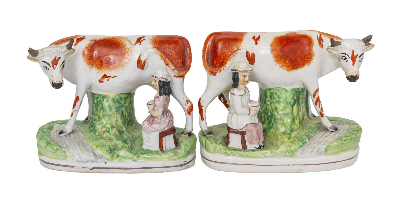 19th Century Staffordshire Cows with Figures (1 of 6)