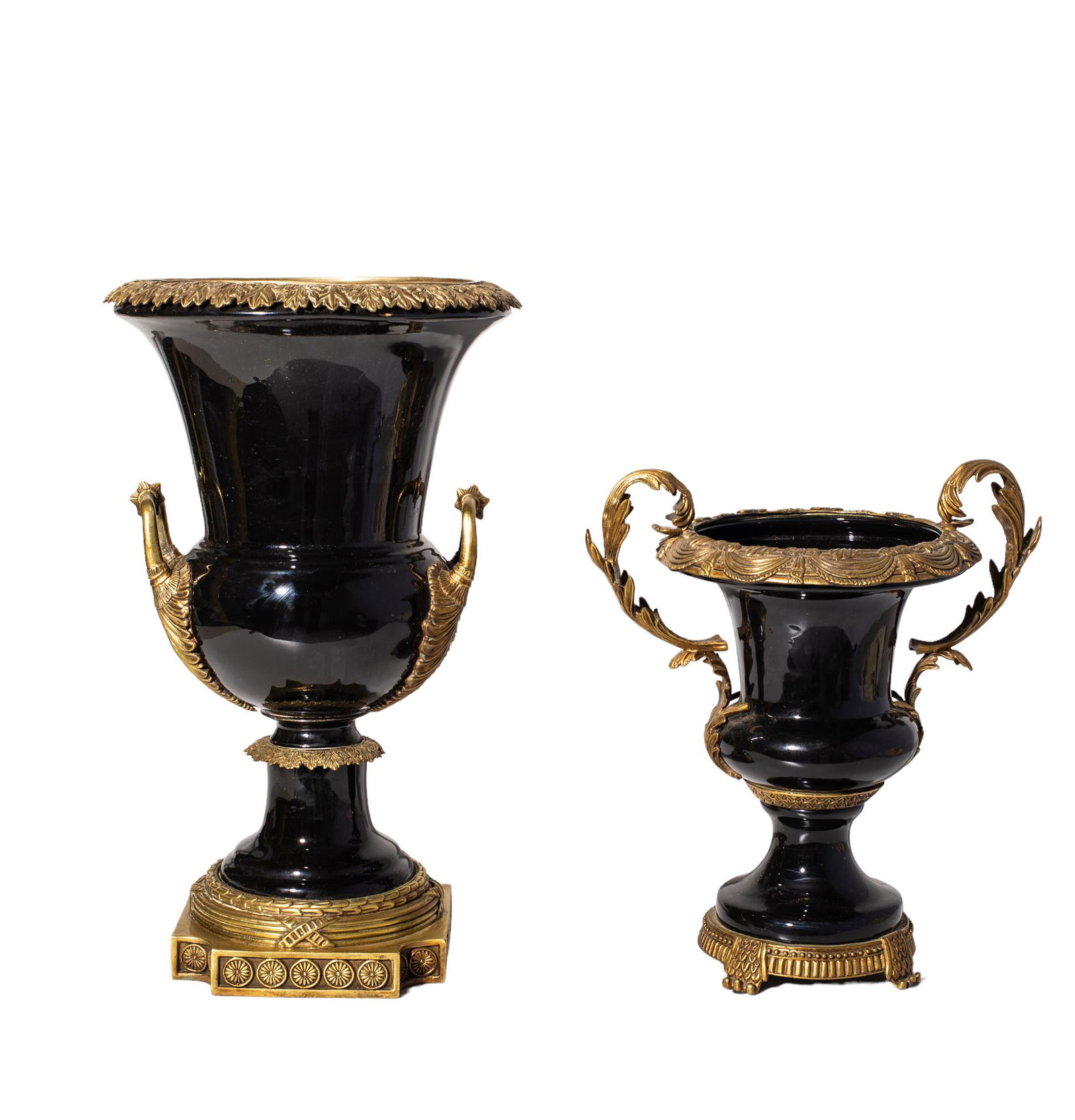 Black Porcelain and Cast Brass Urns (1 of 5)