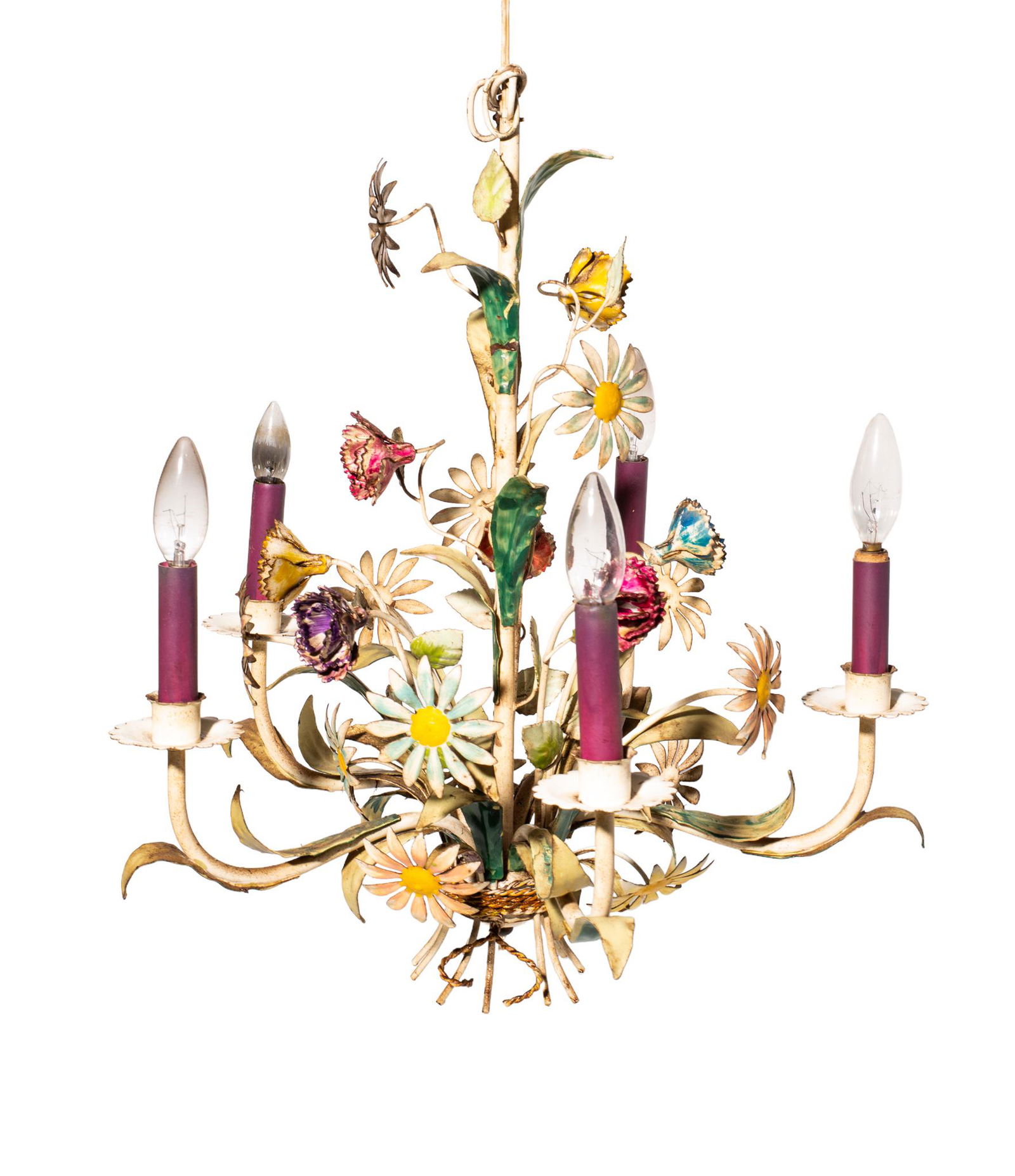 MCM Floral Tole Light Fixture (1 of 1)