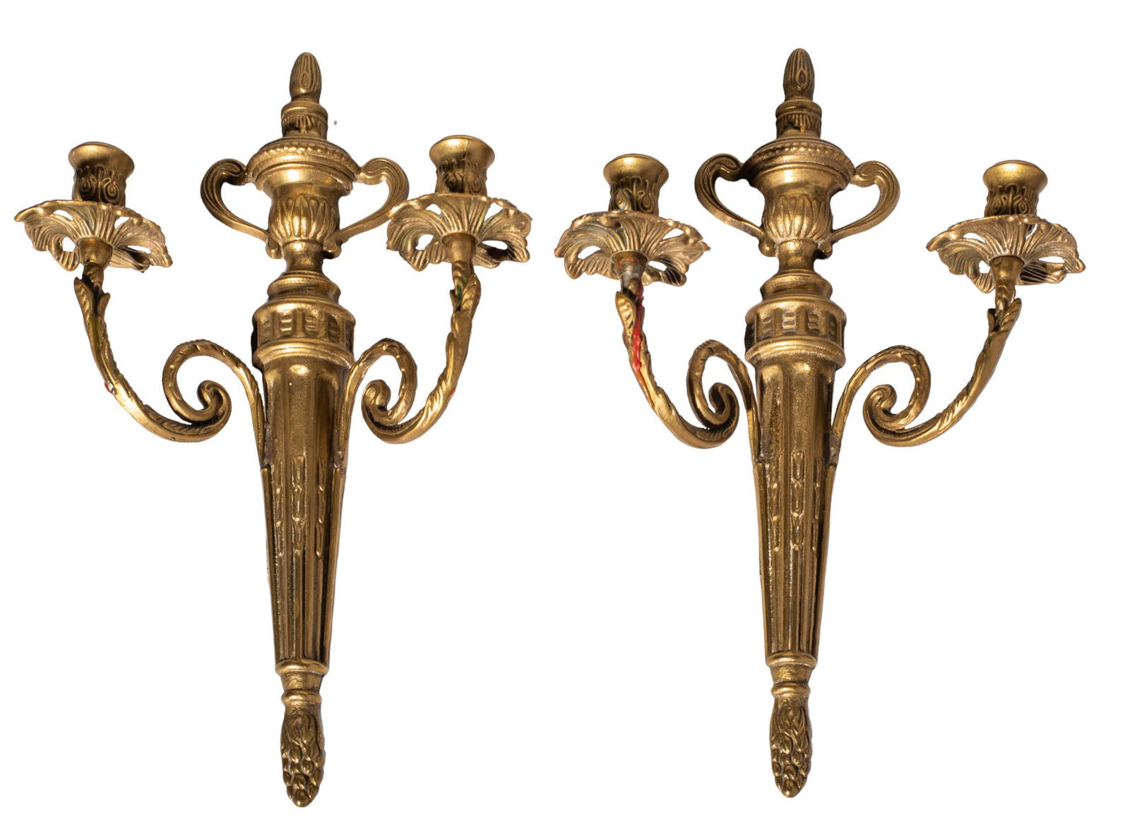 Cast Brass Neoclassical Style Candle Sconces (1 of 2)