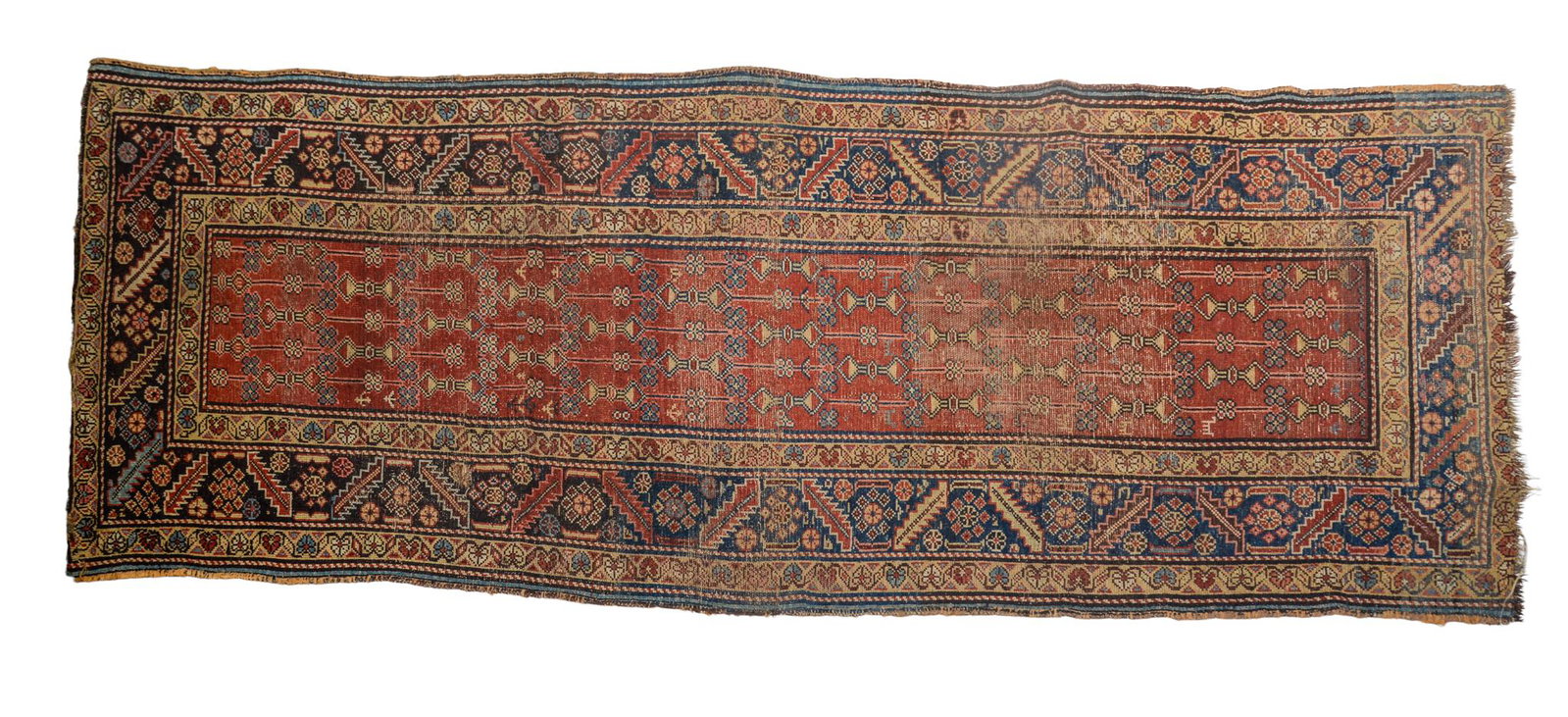 Caucasian Runner: Runner. All over garden design over a oxblood field. 3-1 x 8-2.