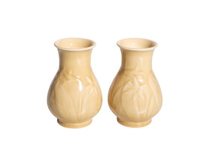 Rookwood Pottery Vases #6830: Vases. Rockwood pottery vases, floral motif decoration. Matt Glaze. RP logo 4dia x 6.5h