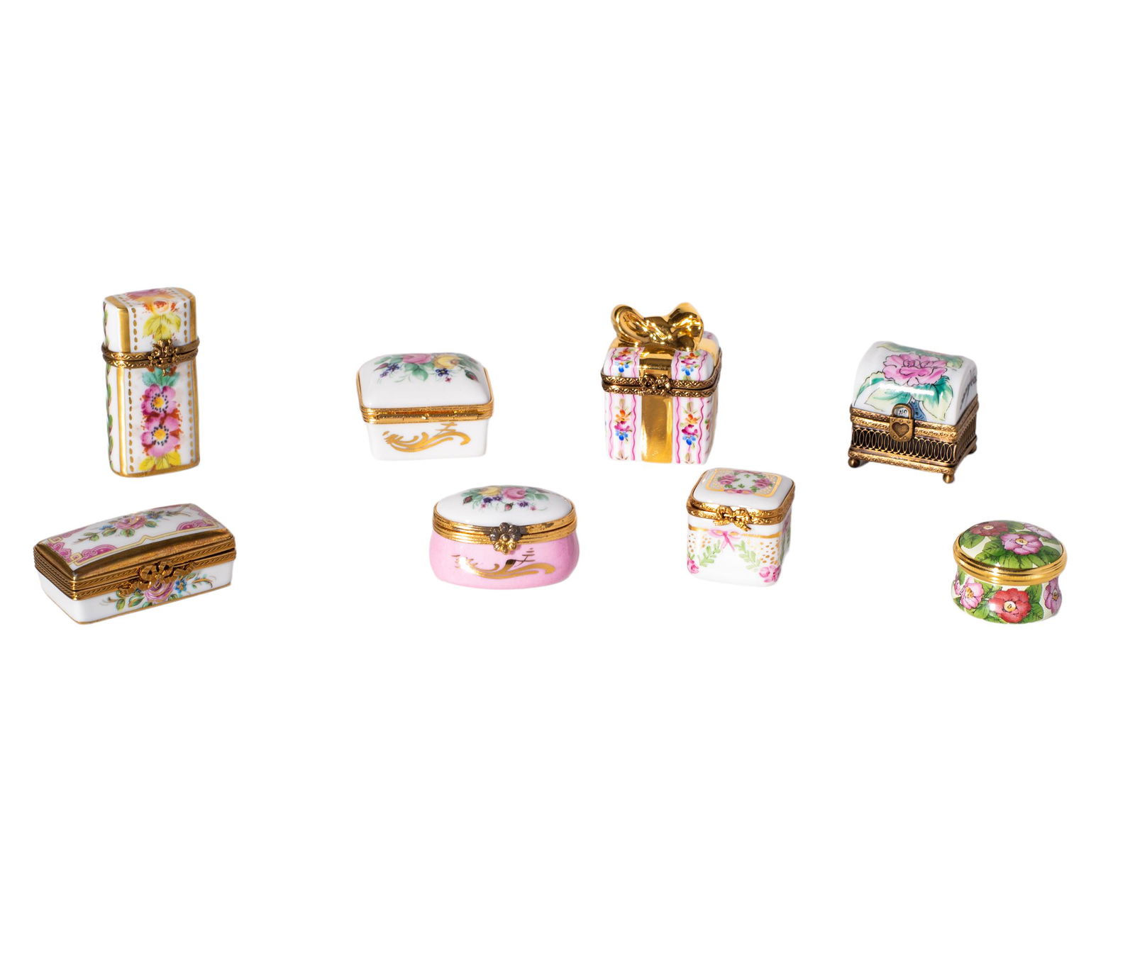 Assembled Limoges Porcelain Floral Pill Boxes (1 of 10)