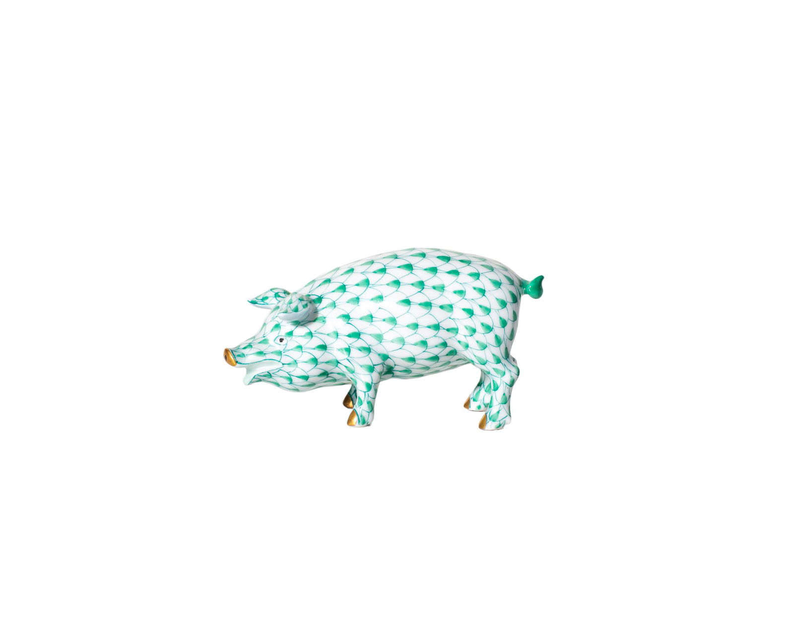 Herend Green Fishnet Porcelain Pig (1 of 3)