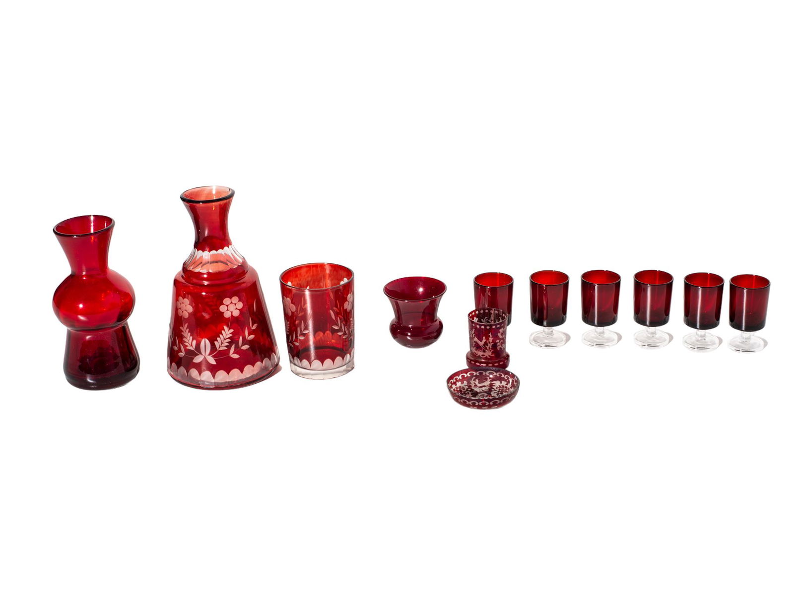 Assembled Cranberry Glass Grouping (1 of 8)