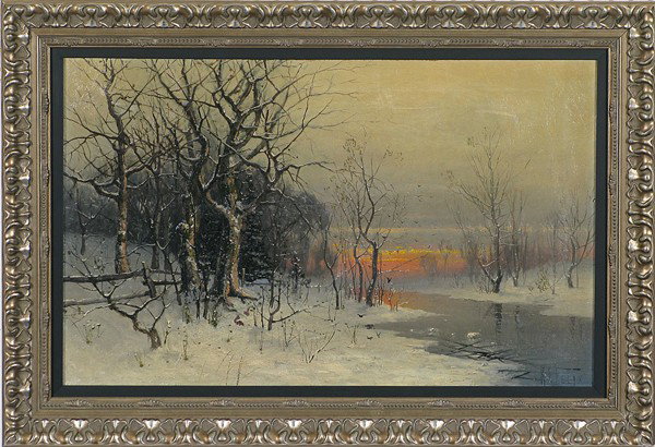 Oil/Canvas Karl Eugene Felix (1837-1906): Winter landscape Size: 17 x 27
