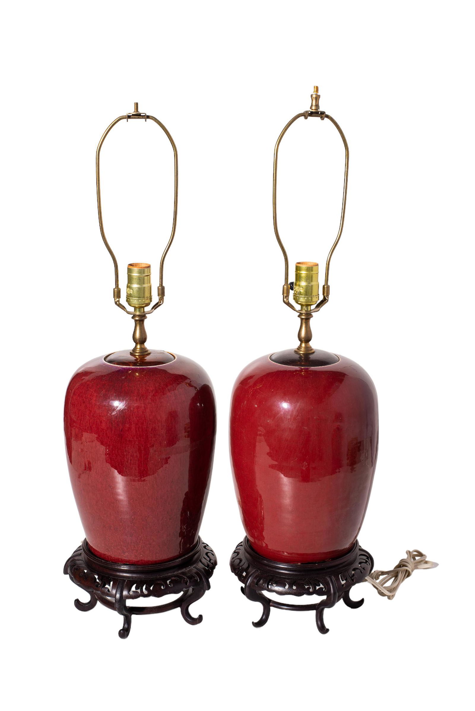 Chinese Oxblood Red Stoneware Table Lamps (1 of 4)