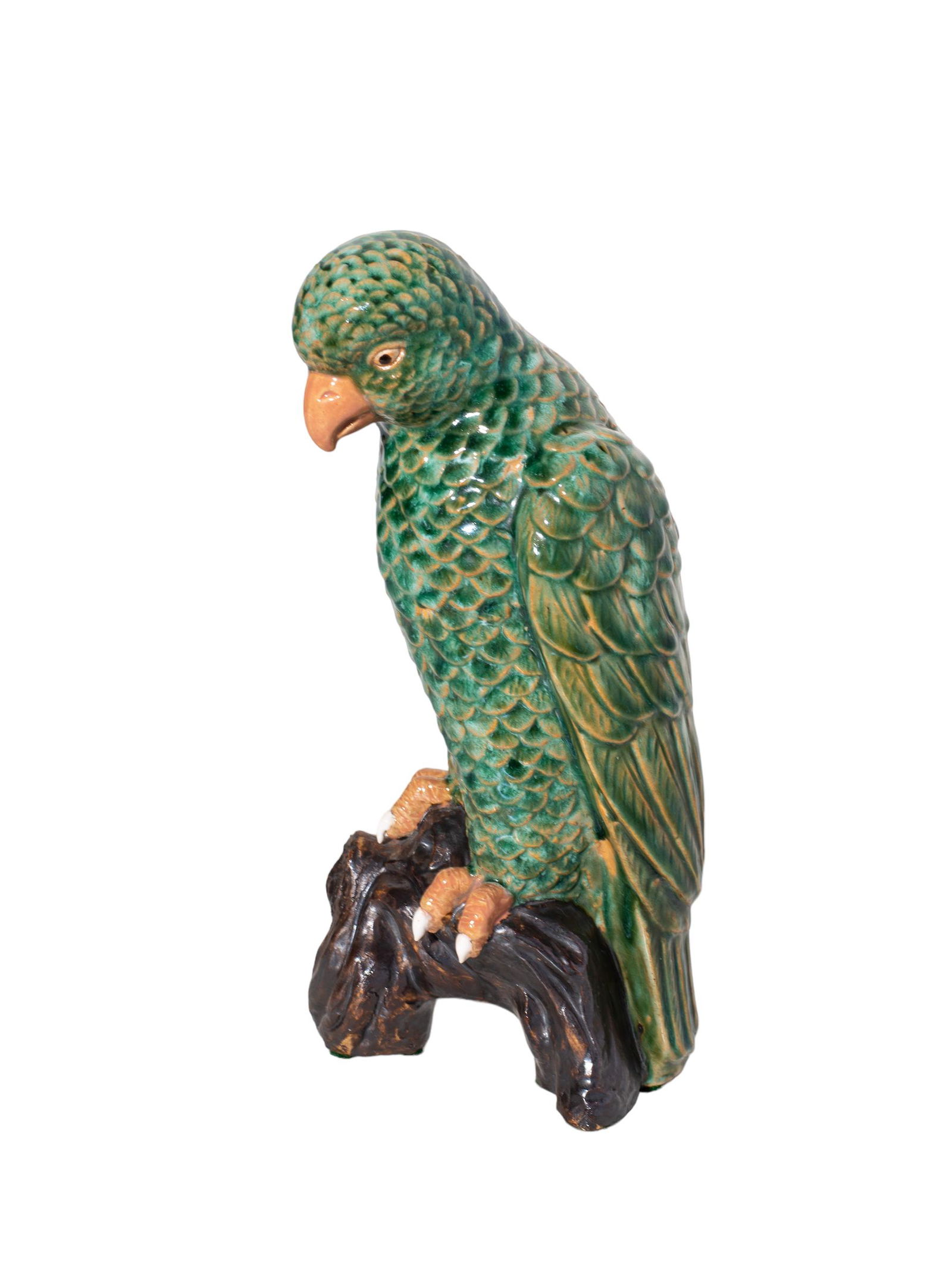 Unusual Glazed Stoneware Parrot Wall Pocket (1 of 6)